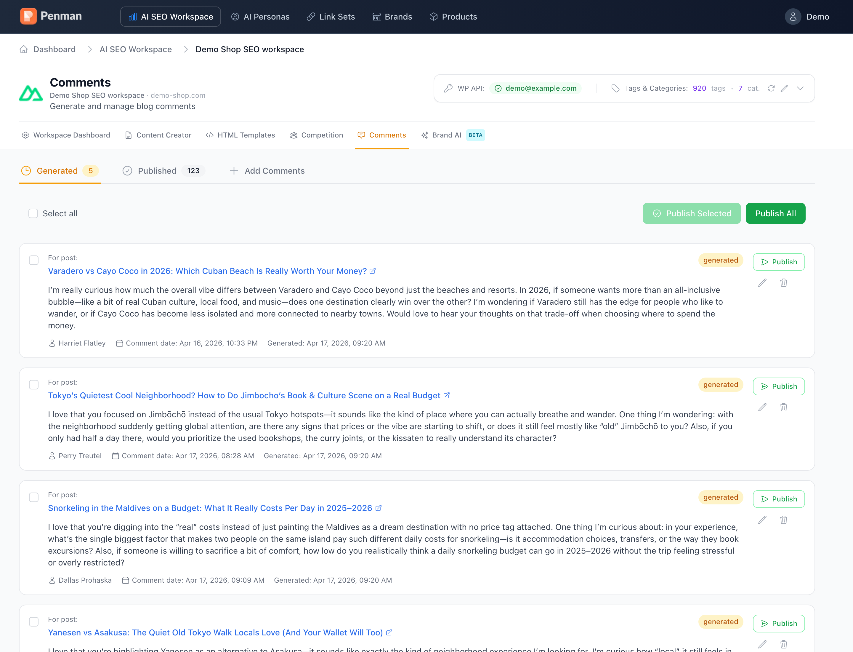 Comment campaigns